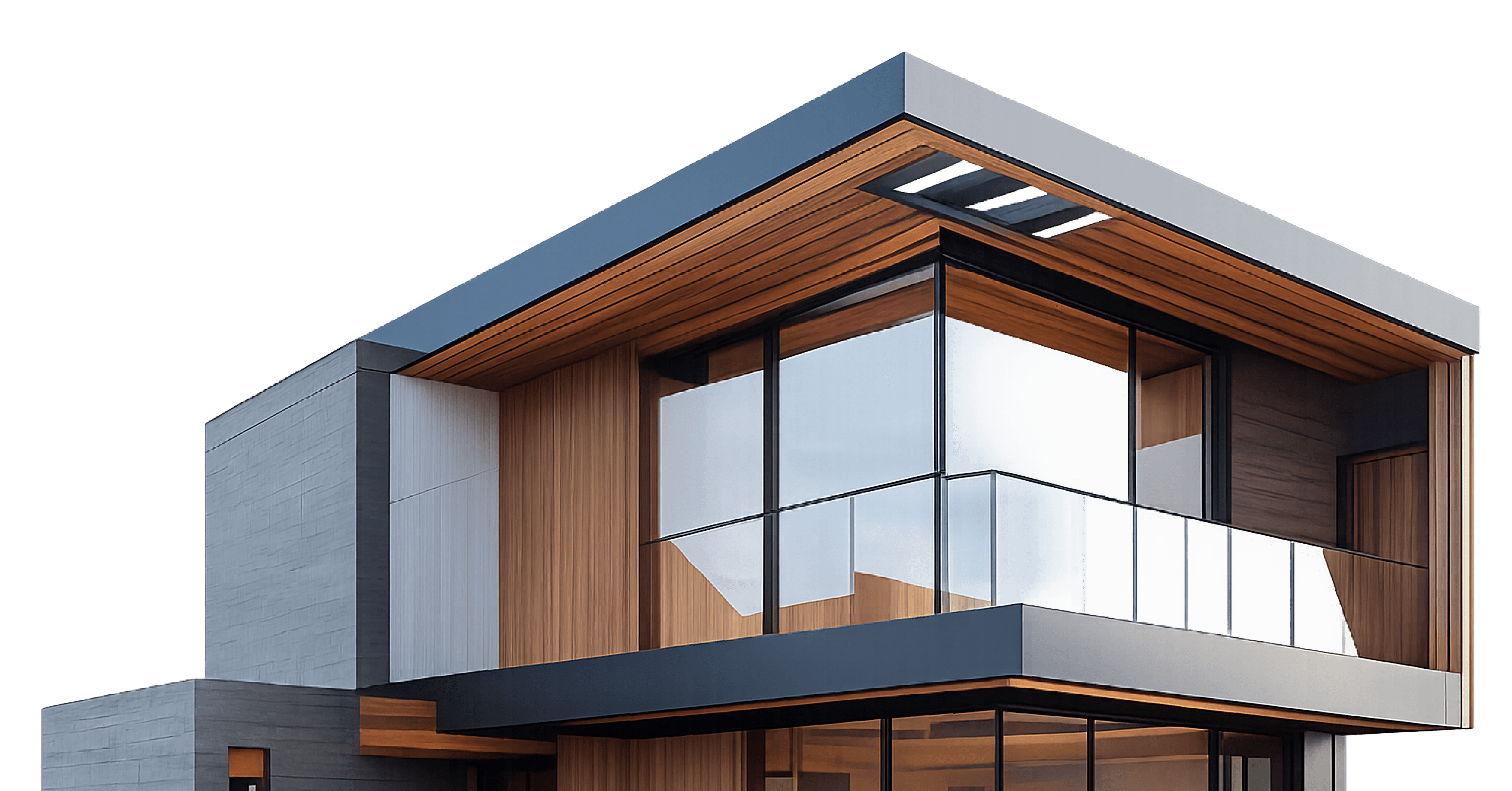Modern luxury residence with wood cladding, glass facade, and minimalist architecture